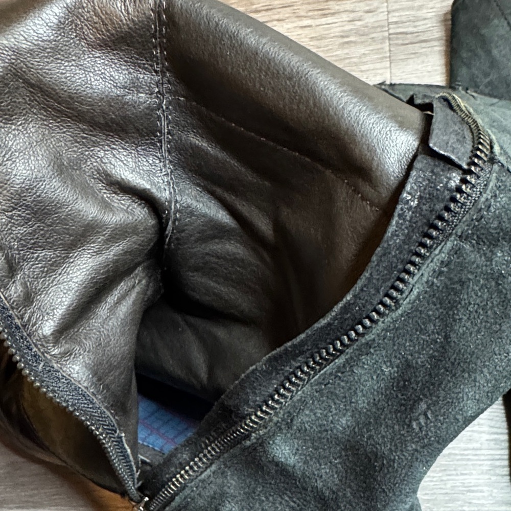 Donald Pliner Black Suede and Leather Knee-High Women's Boots - Picture 11 of 14